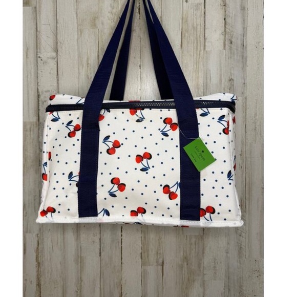 New Kate spade LARGE Cherry Print insulated cooler /picnic lunch bag - Picture 3 of 3
